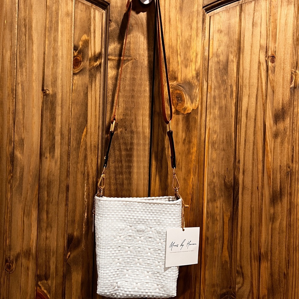 Mavis by Herrera Milano White Woven Crossbody Bag. NWT
